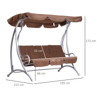 Outsunny Balancelle balancoire Fauteuil de Jardin en Acier 3 Places Charge Max. 340 Kg Chocolat(m-3)