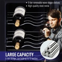 HOMCOM 12 Bottle Wine Cooler Mini Bar Refrigerator 11-18°C Adjustable Temperature Touch Control Led Lights Sleek Stylish Suitable For Home Bar Party Black(m-8)