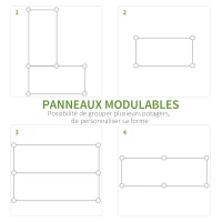Outsunny Carré potager lit de jardin surélevé jardinière rectangulaire dim. 100L x 50l x 15H cm panneaux modulables HDPE marron(m-6)