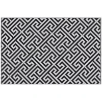 Outsunny 152 x 243 cm(5x 8ft) Outdoor Rug Reversible Mat Plastic Straw Rug Portable RV Camping Mat for Garden Deck Picnic Indoor, Black & White(m-1)