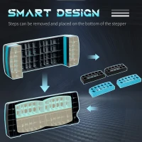 HOMCOM Aerobic Step with 3-Level Adjustable Heights for Home, Office Exercise, Black and Blue(m-5)