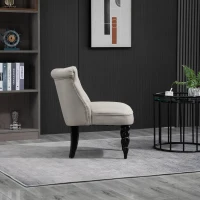 HOMCOM Vintage Leisure Accent Chair with Button Tufted Straight Back, Turned Legs, Thick Sponge Padding for Living Room, Dining Room, Study, Beige(m-8)