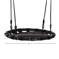 HOMCOM 23.5 Inch/ 60 cm Kids Nest Swing Seat Round Hanging Tree Metal Frame Backyard Playground Outdoor Garden Backyard Play Toy Black(m-3)