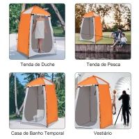 Outsunny Tenda de Duche Campismo Portátil UV+25 Tenda de Privacidade para Casa de Banho Trocador com Janela Bolso e Bolsa de Transporte 123x121x98cm Laranja(m-7)