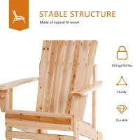 Outsunny Outdoor Classic Wooden Adirondack Deck Chair with Cup Holder - Natural Wood(m-5)