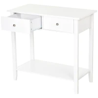HOMCOM Mobile Consolle con 2 Cassetti e Ripiano Inferiore in Legno, 80x40x75cm, Bianco(m-12)