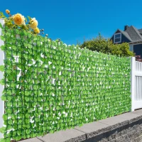 Outsunny Artificial Leaf Hedge Screen Privacy Fence Panel for Garden Outdoor Indoor Decor 3(m)x 1m Green(m-7)