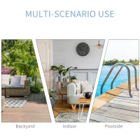 Outsunny PE Rattan 2-Seat Outdoor Garden Sun Lounger Set w/ Table Black(m-6)