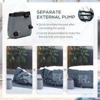 Outsunny Round Hot Tub Inflatable Spa Outdoor Bubble Spa Pool with Pump, Cover, Filter Cartridges, 4 Person, Dark Blue(m-6)