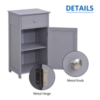 kleankin Freestanding Bathroom Cabinet with Drawer and Shelf, Toilet Vanity Cabinet for Toilet Paper, Shampoo, Grey(m-7)