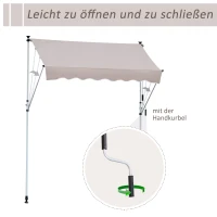 markiza ze składanym ramieniem markiza zaciskowa osłona przeciwsłoneczna korbka ręczna balkon aluminium 3x1,2 m kremowy(m-4)