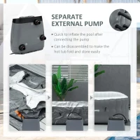 Outsunny Square Inflatable Hot Tub Outdoor Portable Spa Bubble Hottub Pool with Pump, Cover, Filter Cartridges, 4-6 Person, Grey(m-6)