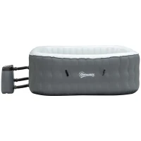 Outsunny Square Inflatable Hot Tub Outdoor Portable Spa Bubble Hottub Pool with Pump, Cover, Filter Cartridges, 4-6 Person, Grey(m-1)