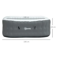 Outsunny Square Inflatable Hot Tub Outdoor Portable Spa Bubble Hottub Pool with Pump, Cover, Filter Cartridges, 4-6 Person, Grey(m-3)