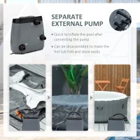 Outsunny Round Hot Tub Inflatable Spa Outdoor Bubble Spa Pool with Pump, Cover, Filter Cartridges, 4-6 Person, Grey(m-6)