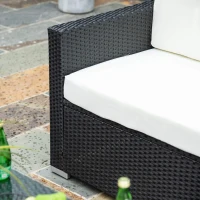 Outsunny 4-Seater Rattan Sofa Set Garden Rattan Furniture Wicker Steel Chair Seat Furniture Patio Rattan Garden Sofa Black(m-8)