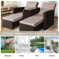 Outsunny 2-Seater Rattan Sofa Lounger Set-Brown(m-6)