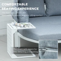 Outsunny 4 Pieces Outdoor Garden Sofa Set, Aluminum Patio Lounge Bed Furniture Set, with Canopy, Padded Cushions & Side Tables, White(m-5)