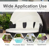 Outsunny Five-Piece Rattan Garden Bed, with Canopy - Black/White(m-8)