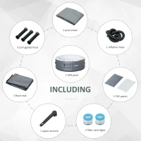Outsunny Round Hot Tub Inflatable Spa Outdoor Bubble Spa Pool with Pump, Cover, Filter Cartridges, 4-6 Person, Grey(m-9)