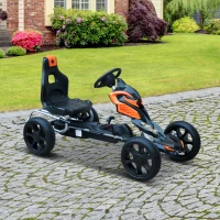HOMCOM Pedal Go Kart Kids Ride On Indoor Outdoor Sports Toy Braking System-Orange/Black(m-10)