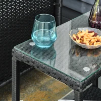 Outsunny 2-Seater PE Rattan Side Table & Armchair Bistro Set Jack and Jill Seat w/ Pillows Black(m-8)