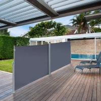 Outsunny Markiza boczna dwustronna, zasłona i ochrona przed słońcem, roleta boczna, poliester, szara 6 x 1,6 m(m-2)