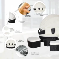 Outsunny Five-Piece Rattan Garden Bed, with Canopy - Black/White(m-6)