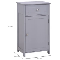 kleankin Freestanding Bathroom Cabinet with Drawer and Shelf, Toilet Vanity Cabinet for Toilet Paper, Shampoo, Grey(m-3)