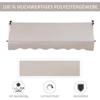 markiza ze składanym ramieniem markiza zaciskowa osłona przeciwsłoneczna korbka ręczna balkon aluminium 3x1,2 m kremowy(m-3)