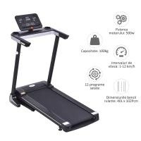 HomCom banda de alergat electrica, ecran LCD, neagra(m-7)