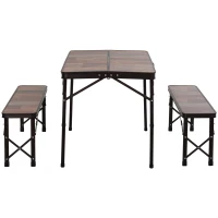 Outsunny MDF Height Adjustable Portable Picnic Dining Table Set(m-11)