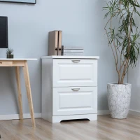 HOMCOM Modern Filing Cabinet with 2 Drawers, Handle, Printer Table, Vertical File Cabinets, for Home, Office, White(m-10)