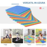 HomCom covor puzzle, 16 bucati 63.5x63.5x2cm, multicolor(m-8)