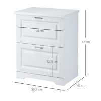 HOMCOM Modern Filing Cabinet with 2 Drawers, Handle, Printer Table, Vertical File Cabinets, for Home, Office, White(m-3)