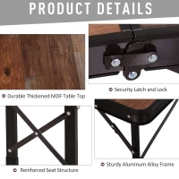 Outsunny MDF Height Adjustable Portable Picnic Dining Table Set(m-5)