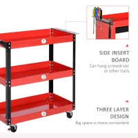 Durhand carucior pentru scule 3 rafturi, 83,5 × 35 × 75,5 cm, rosu(m-5)