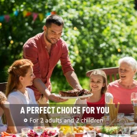 Outsunny MDF Height Adjustable Portable Picnic Dining Table Set(m-7)