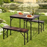 Outsunny MDF Height Adjustable Portable Picnic Dining Table Set(m-2)