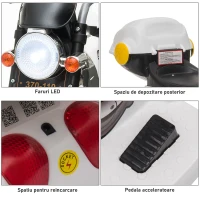 HOMCOM motocicleta electrica 6V, 3 roti, viteza 3km/h, alba(m-8)