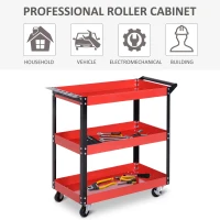 Durhand carucior pentru scule 3 rafturi, 83,5 × 35 × 75,5 cm, rosu(m-7)