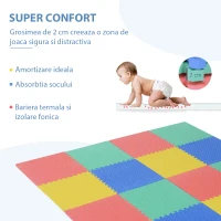 HomCom covor puzzle, 16 bucati 63.5x63.5x2cm, multicolor(m-5)