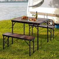 Outsunny MDF Height Adjustable Portable Picnic Dining Table Set(m-12)