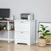 HOMCOM Modern Filing Cabinet with 2 Drawers, Handle, Printer Table, Vertical File Cabinets, for Home, Office, White(m-2)