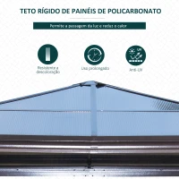 Outsunny Pérgola de Jardim 3x3m com Pára-ventos e Rede mosquiteira Alumínio, Policarbonato e Poliéster Café e Creme(m-4)