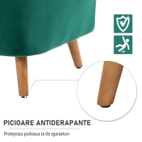 Homcom Fotoliu Verde din Catifea – Elegant cu Picioare din Lemn(m-7)