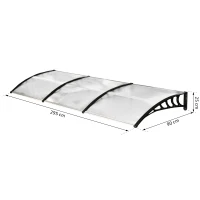 OUTSUNNY 0.9 x 3 m Window Awning Door Canopy Modern Polycarbonate Cover Outdoor Rain Snow Sunlight Protection Hollow Sheet(m-3)