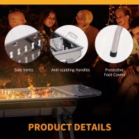 Outsunny Stainless Steel Portable Foldable Charcoal BBQ Barbecue Grill Outdoor Cooker for Camp Party Picnic(m-7)