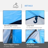 Outsunny 2-3 Man Tunnel Tents w/ Vestibule Camping Tent Porch Air Vents Rainfly Weather-Resistant Shelter Fishing Hiking Festival Shelter Home(m-5)