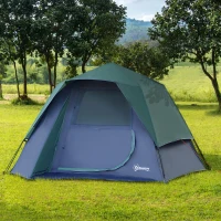 Outsunny Fibreglass Frame 3/4 Person Lightweight Camping Tent Green(m-2)